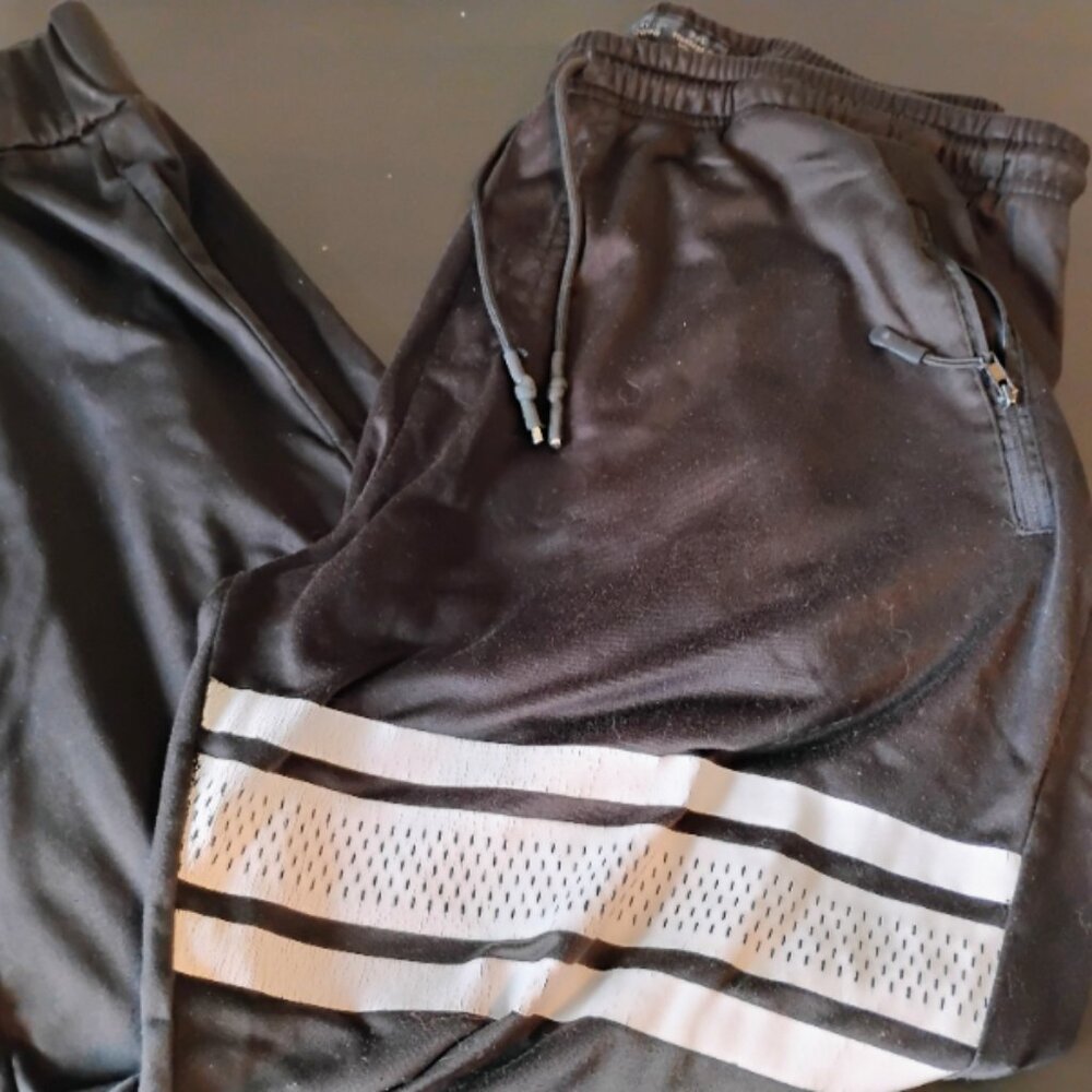 Athletic Track Pants with White Perforated Stripes 3XL